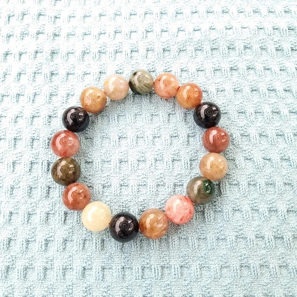 Natural Rainbow Rutile Quartz Beaded Stretch Bracelet. - Picture 3 of 4